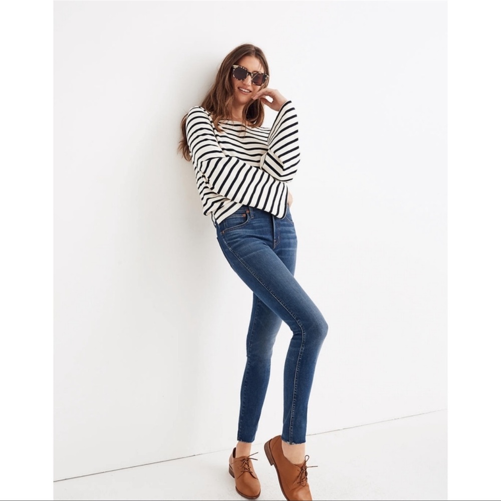 Madewell 9” High Rise Skinny Jeans Paloma Wash Raw Hem Size 27